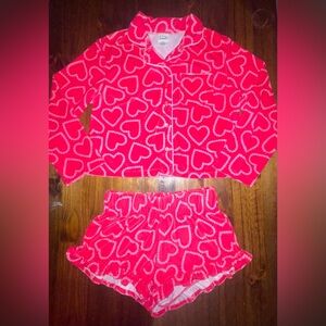 Girls Pajama Set size Small (6/7), 2 pc PJ outfit, Valentine’s Day Pajamas
